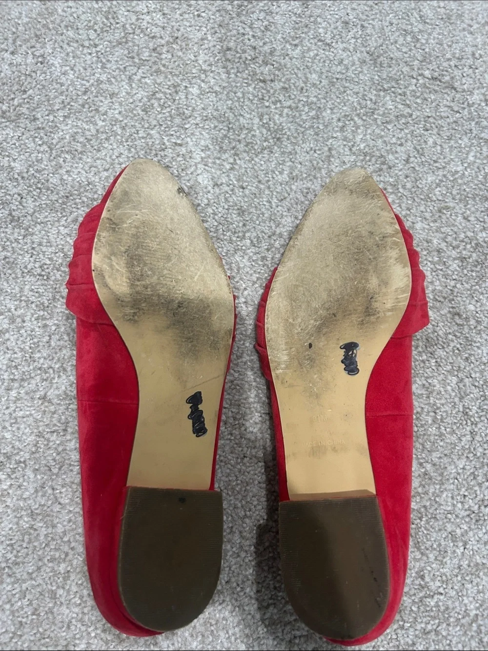 Talbots Edison Red Bow Suede Flats Size 9